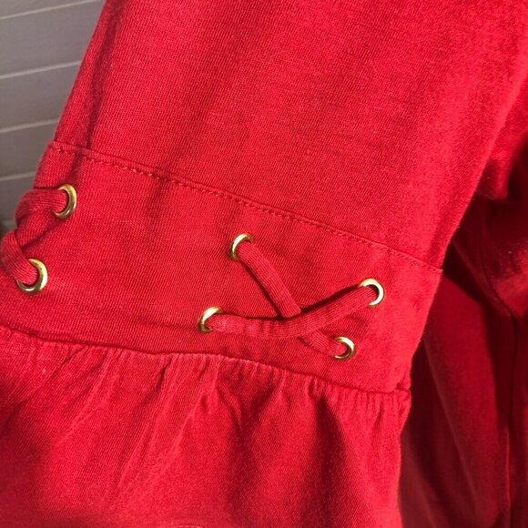 Michael Kors Modal Casual Tunic Blouse Bell Sleeves Side Slits Red sz L - Picture 9 of 12